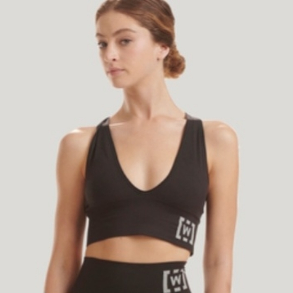 Wolford Black Sports Bra Shaping Crop Top Athleisure Bra Size Large NEW NWT